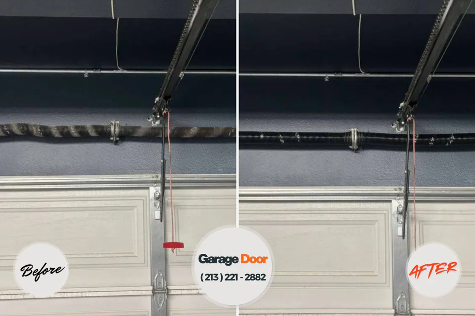 Before and after: garage door repair Bent Creek, NC